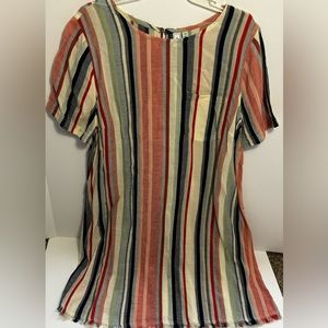 Susina Knee Length Dress Size 2X Striped with Rae Hem Short Sleeve
